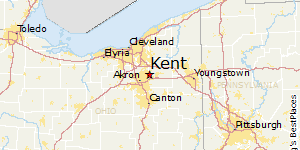 Map showing Kent, Ohio