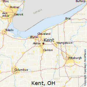 Map showing Kent, Ohio